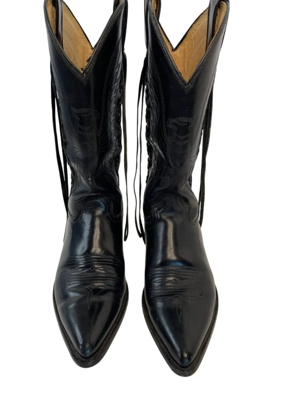 VTG Rebelde Mens Black Leather Western Cowboy Boots Size 27.5 Mexico